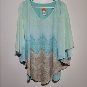 Ruby Rd.‎ Light Blue and Tan Women's Tunic 1X